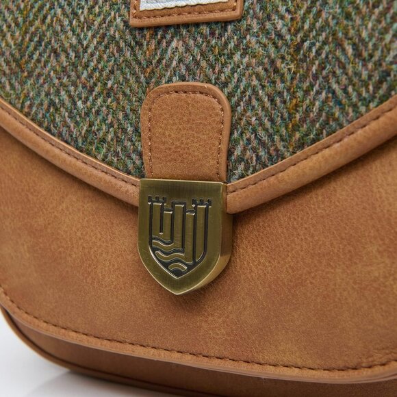 Scottish Harris Tweed Leather Mini Saddle Bag Chestnut Herringbone Adjustable St - Picture 5 of 7